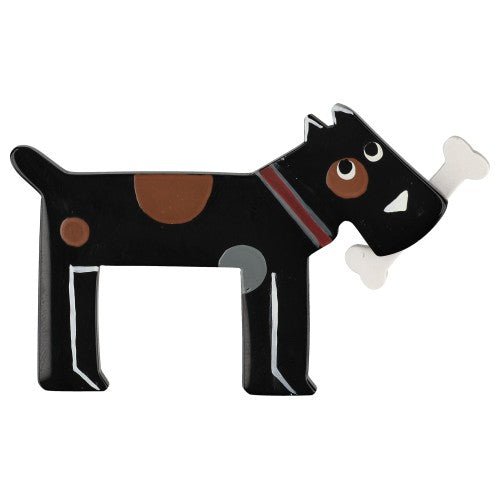 Black, Ginger and Grey Milou Dog Brooch - Galalith – Vintage Jewelry - handcrafted by Pavone by Pavone