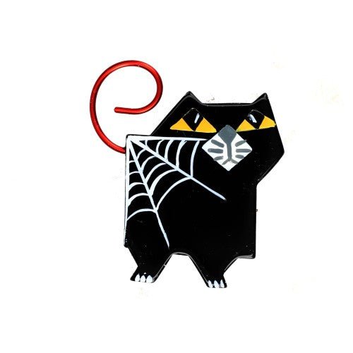 Black Halloween Square Cat Brooch - Galalith – Vintage Jewelry - handcrafted by Pavone by Pavone
