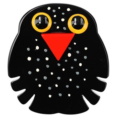 Black Kiko Owl Brooch - Galalith – Vintage Jewelry - handcrafted by Pavone by Pavone