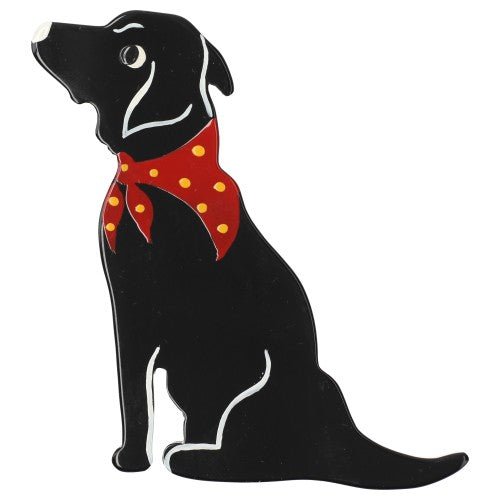 Black Labrador Dog Brooch (left) - Galalith – Vintage Jewelry - handcrafted by Pavone by Pavone
