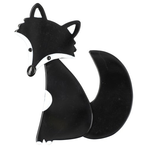Black Ladyfox Fox Brooch (left) - Galalith – Vintage Jewelry - handcrafted by Pavone by Pavone
