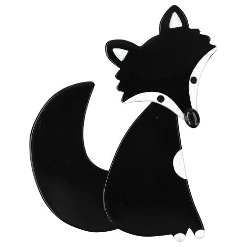 Black Ladyfox Fox Brooch (right) - Galalith – Vintage Jewelry - handcrafted by Pavone by Pavone