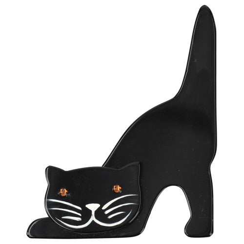 Black Nino Cat Brooch - Galalith – Vintage Jewelry - handcrafted by Pavone by Pavone