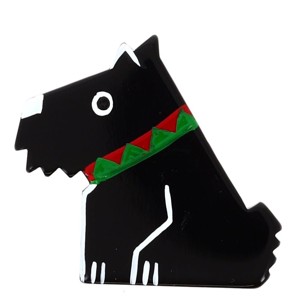 Black, Red and Green Ric Dog Brooch (Mini Brooch) - Galalith – Vintage Jewelry - handcrafted by Pavone by Pavone