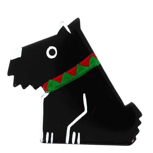 Black, Red and Green Ric Dog Brooch (Mini Brooch) - Galalith – Vintage Jewelry - handcrafted by Pavone by Pavone