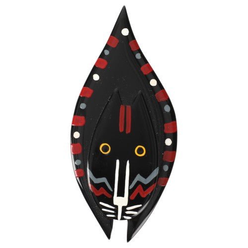 Black, Red, Grey and White Drop Cat Brooch - Galalith – Vintage Jewelry - handcrafted by Pavone by Pavone