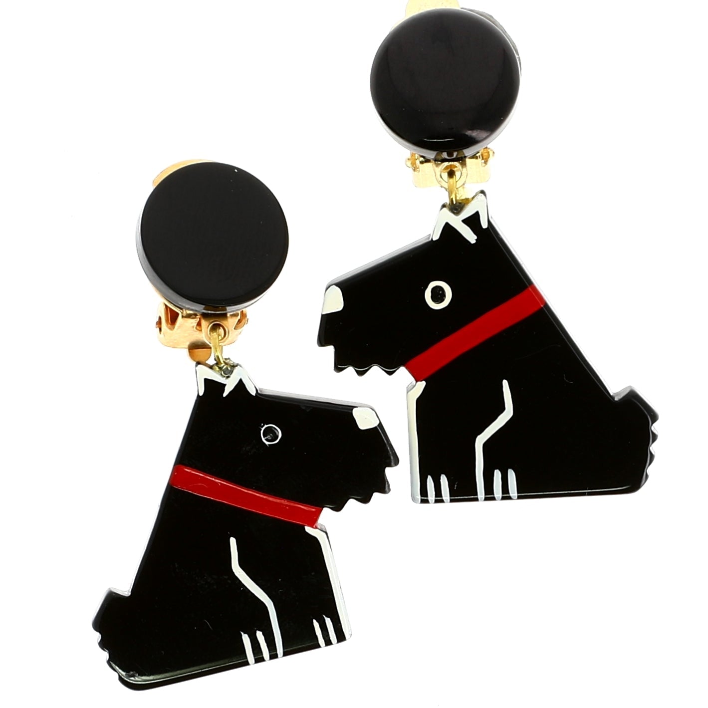 Black Ric Dog earrings - Galalith – Vintage Jewelry - handcrafted by Pavone by Pavone