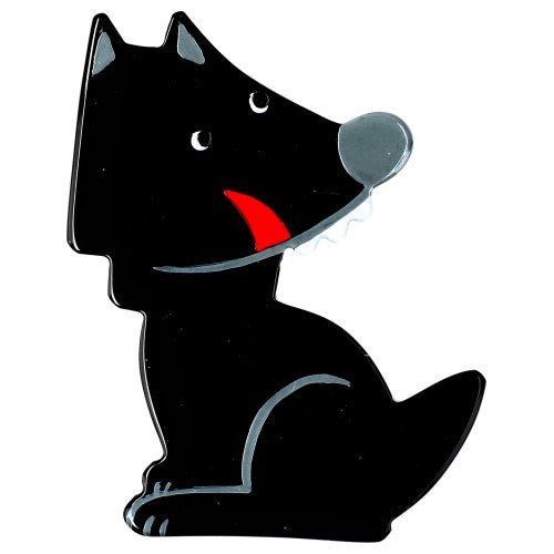 Black Werewolf Wolf Brooch (small size) - Galalith – Vintage Jewelry - handcrafted by Pavone by Pavone