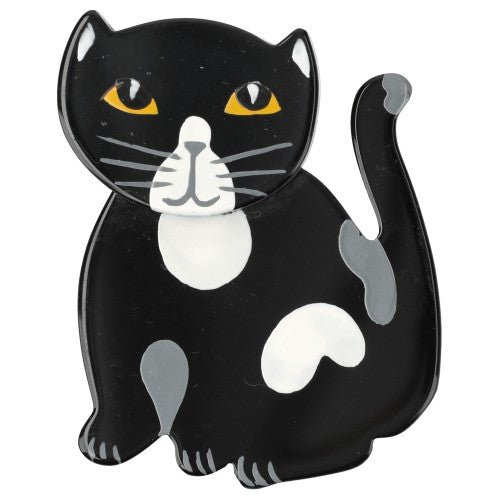Black, White and Grey Gandou Cat Brooch (small size) - Galalith – Vintage Jewelry - handcrafted by Pavone by Pavone