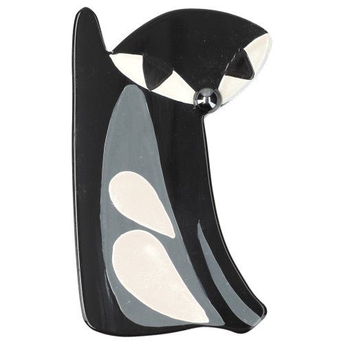Black, White and Grey Vallauris Cat Brooch (llittle one) - Galalith – Vintage Jewelry - handcrafted by Pavone by Pavone