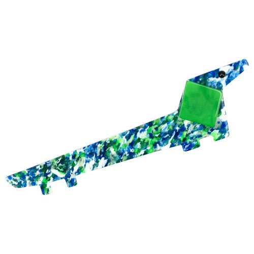 Blue and Green Dotted Lola Teckel Dog Brooch Right - Galalith – Vintage Jewelry - handcrafted by Pavone by Pavone