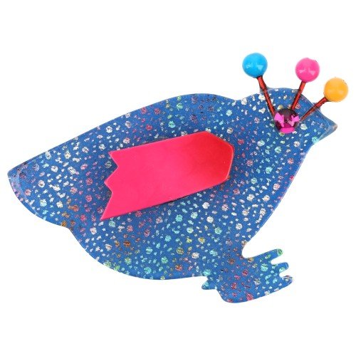 Blue and Multicolored dots Hen Brooch - Galalith – Vintage Jewelry - handcrafted by Pavone by Pavone
