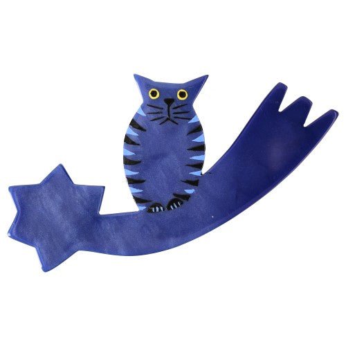 Blue Comet Cat Brooch - Galalith – Vintage Jewelry - handcrafted by Pavone by Pavone