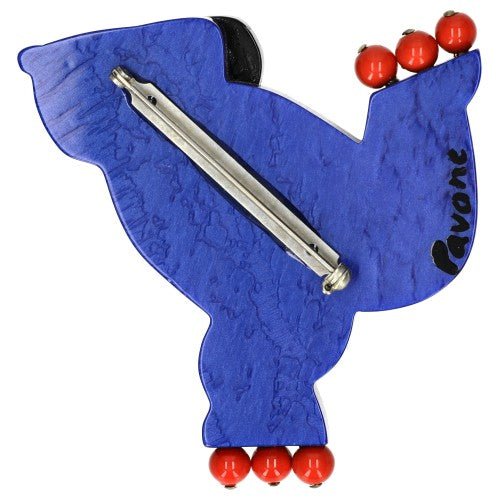 Blue Roller Bear Brooch - Galalith – Vintage Jewelry - handcrafted by Pavone by Pavone