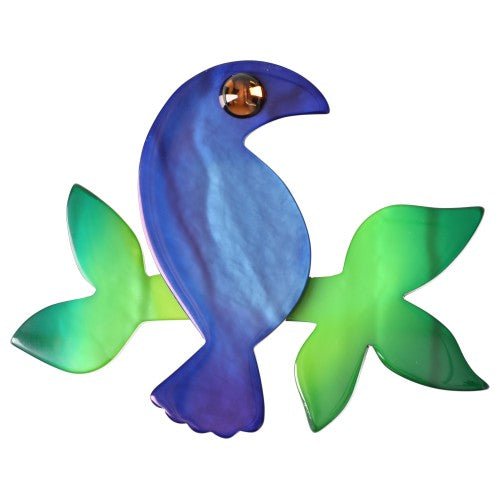 Blue Toucan Bird Brooch - Galalith – Vintage Jewelry - handcrafted by Pavone by Pavone