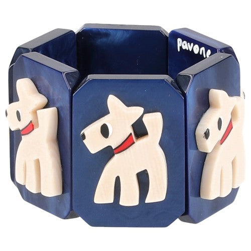 Ivory and Navy Blue Fox Terrier Bracelet