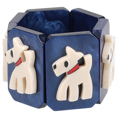Ivory and Navy Blue Fox Terrier Bracelet