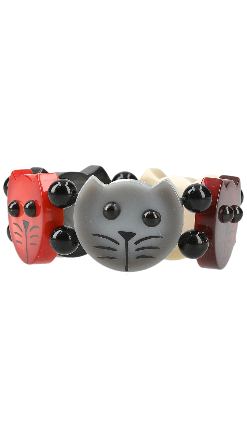 Pearly Winter Camaieu Colors Round Cat Head Bracelet