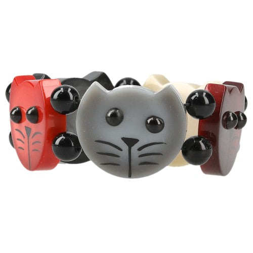 Pearly Winter Camaieu Colors Round Cat Head Bracelet