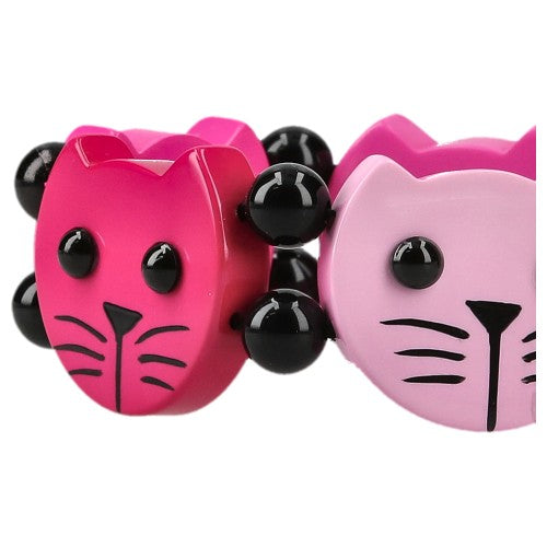 Pink Camaieu Round Cat Head Bracelet 