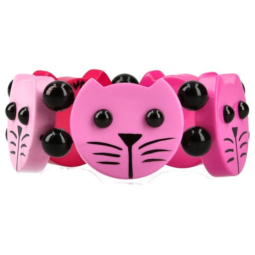 Pink Camaieu Round Cat Head Bracelet 