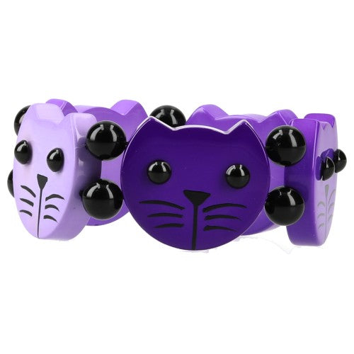 Purple Camaieu Round Cat Head Bracelet 