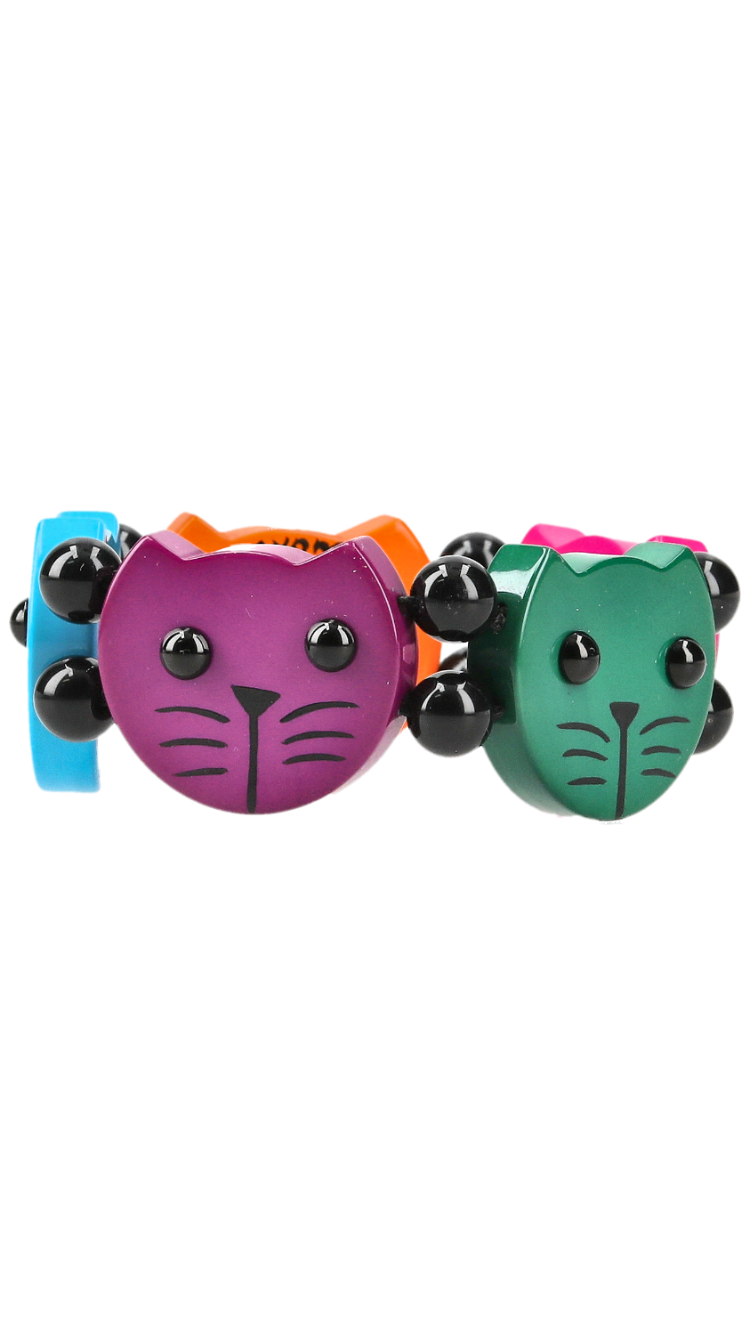 Multicolor Round Cat Head Bracelet (Malachite Green, Fuchsia Pink, Sun Yellow, Turquoise) 