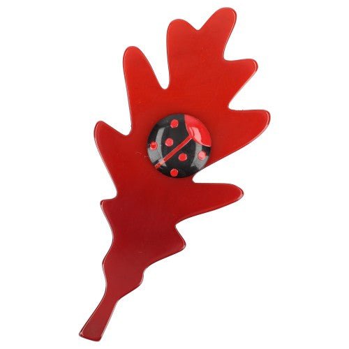 Brick Red Oak Leaf Brooch - Galalith – Vintage Jewelry - handcrafted by Pavone by Pavone