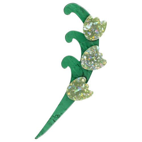 Brilliant Almond Green and and Malachite Green Single Lily of The Valley Brooch - Galalith – Vintage Jewelry - handcrafted by Pavone by Pavone
