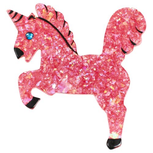 Brilliant Pink Unicorn Brooch - Galalith – Vintage Jewelry - handcrafted by Pavone by Pavone