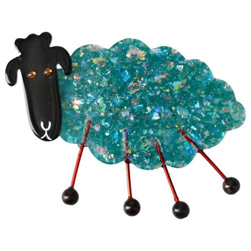 Brilliant Turquoise Blue Sheep Brooch (small size)- Galalith – Vintage Jewelry - handcrafted by Pavone by Pavone
