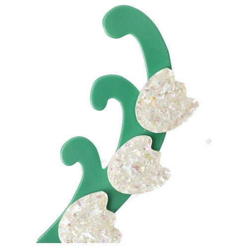 Brilliant White and Opaline Green Single Lily of The Valley Brooch - Galalith – Vintage Jewelry - handcrafted by Pavone by Pavone
