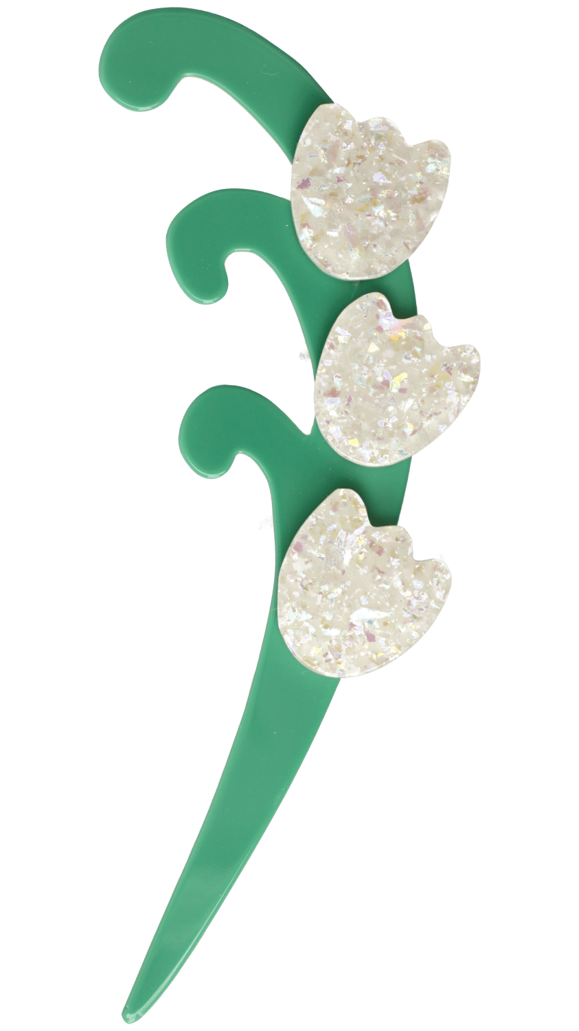 Brilliant White and Opaline Green Single Lily of The Valley Brooch - Galalith – Vintage Jewelry - handcrafted by Pavone by Pavone