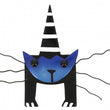Blue Mascot Cat Brooch wiyh black and white stripes
