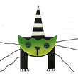Anise Green Mascot Cat Brooch with black and white stripes