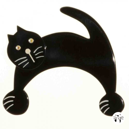 Black Patou Cat Brooch