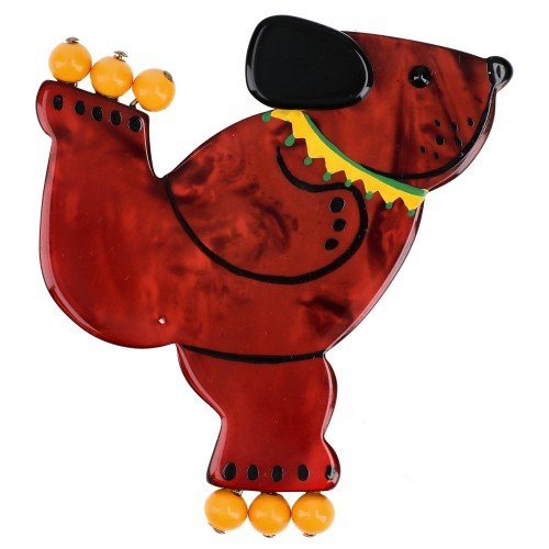 Burgundy Red Roller Bear Brooch - Galalith – Vintage Jewelry - handcrafted by Pavone by Pavone