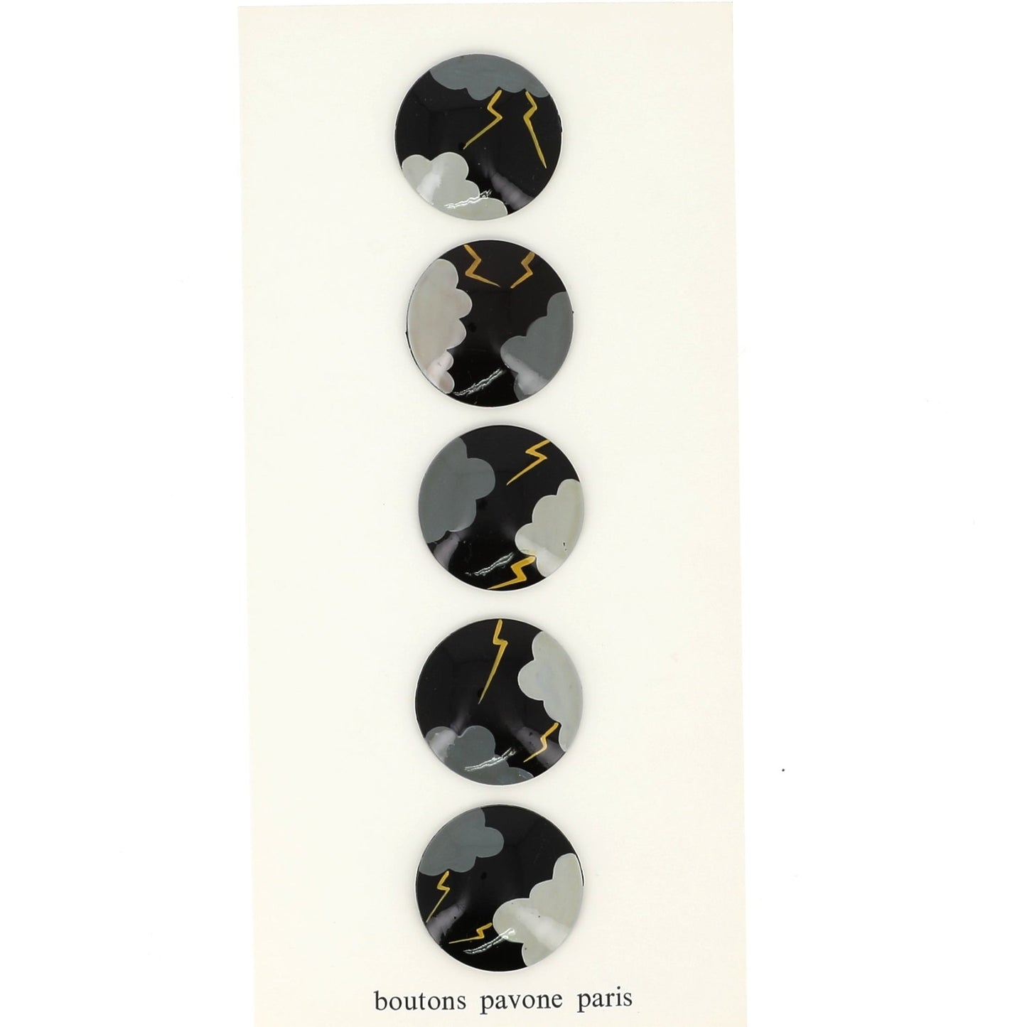 Buttons Set of 5 Buttons : Love at First Sight 💘 on Black Buttons (18mm) - Galalith – Vintage Jewelry - handcrafted by Pavone by Pavone