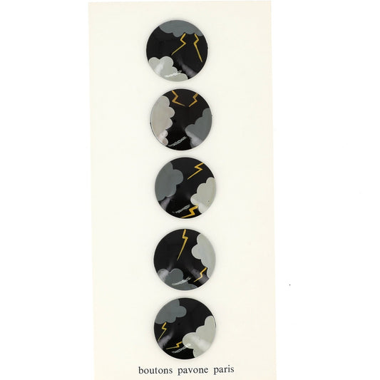 Buttons Set of 5 Buttons : Love at First Sight 💘 on Black Buttons (18mm) - Galalith – Vintage Jewelry - handcrafted by Pavone by Pavone