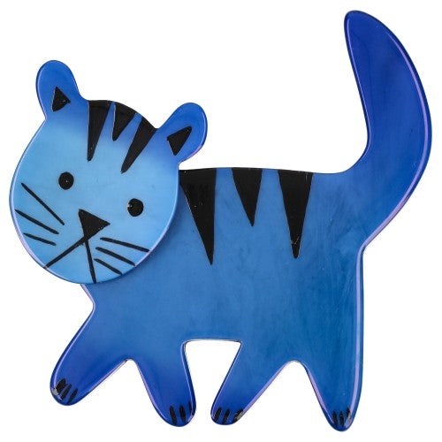 Blue Cachou Cat Brooch