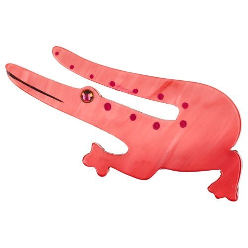 Pearly Pink Caiman Brooch (Mini Brooch) - Galalith – Vintage Jewelry - handcrafted by Pavone by Pavone
