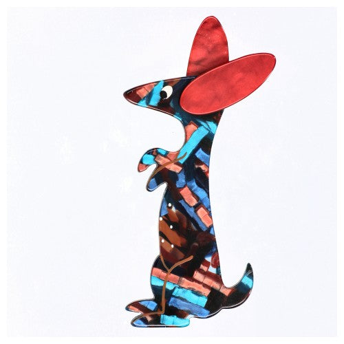 Turquoise Ginger Red  Boogie Bunny Rabbit Brooch with Ginger Red Ears 