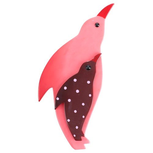 Candy Pink and Deep Purple Penguin Frosty Brooch GM - Galalith – Vintage Jewelry - handcrafted by Pavone by Pavone