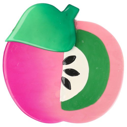 Candy Pink and Half Apple Brooch - Galalith – Vintage Jewelry - handcrafted by Pavone by Pavone