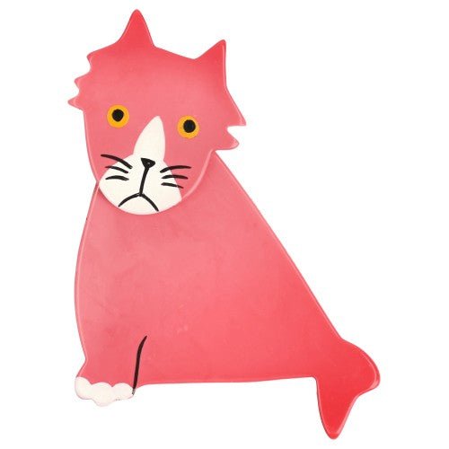 Candy Pink Filou Cat Brooch - Galalith – Vintage Jewelry - handcrafted by Pavone by Pavone