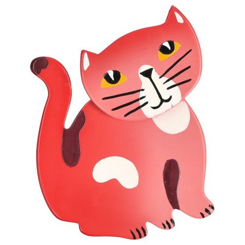 Candy Pink Gandou Cat Brooch (small size) - Galalith – Vintage Jewelry - handcrafted by Pavone by Pavone