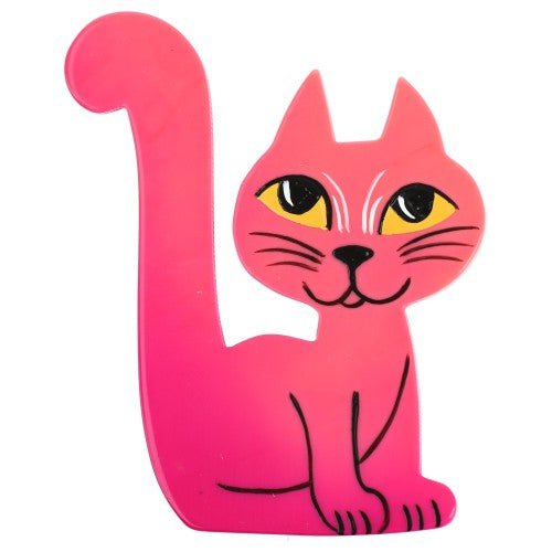 Candy Pink Milo Cat Brooch - Galalith – Vintage Jewelry - handcrafted by Pavone by Pavone