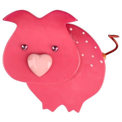 Candy Pink Pig Brooch MM - Galalith – Vintage Jewelry - handcrafted by Pavone by Pavone
