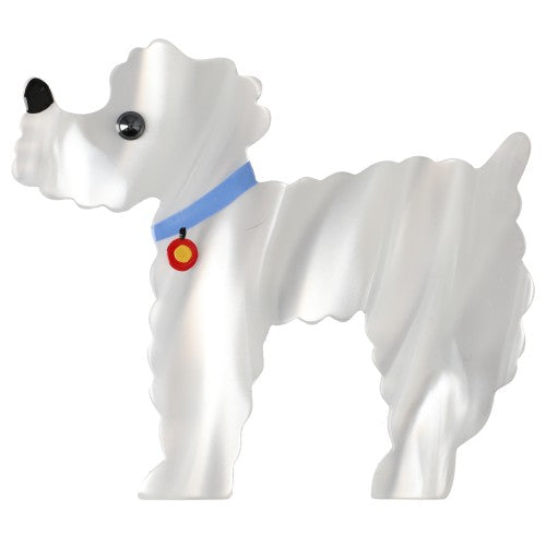 Pearly White Kaoba Poodle Dog Brooch