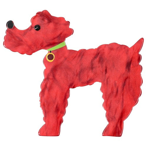Crimson Red Kaoba Poodle Dog Brooch